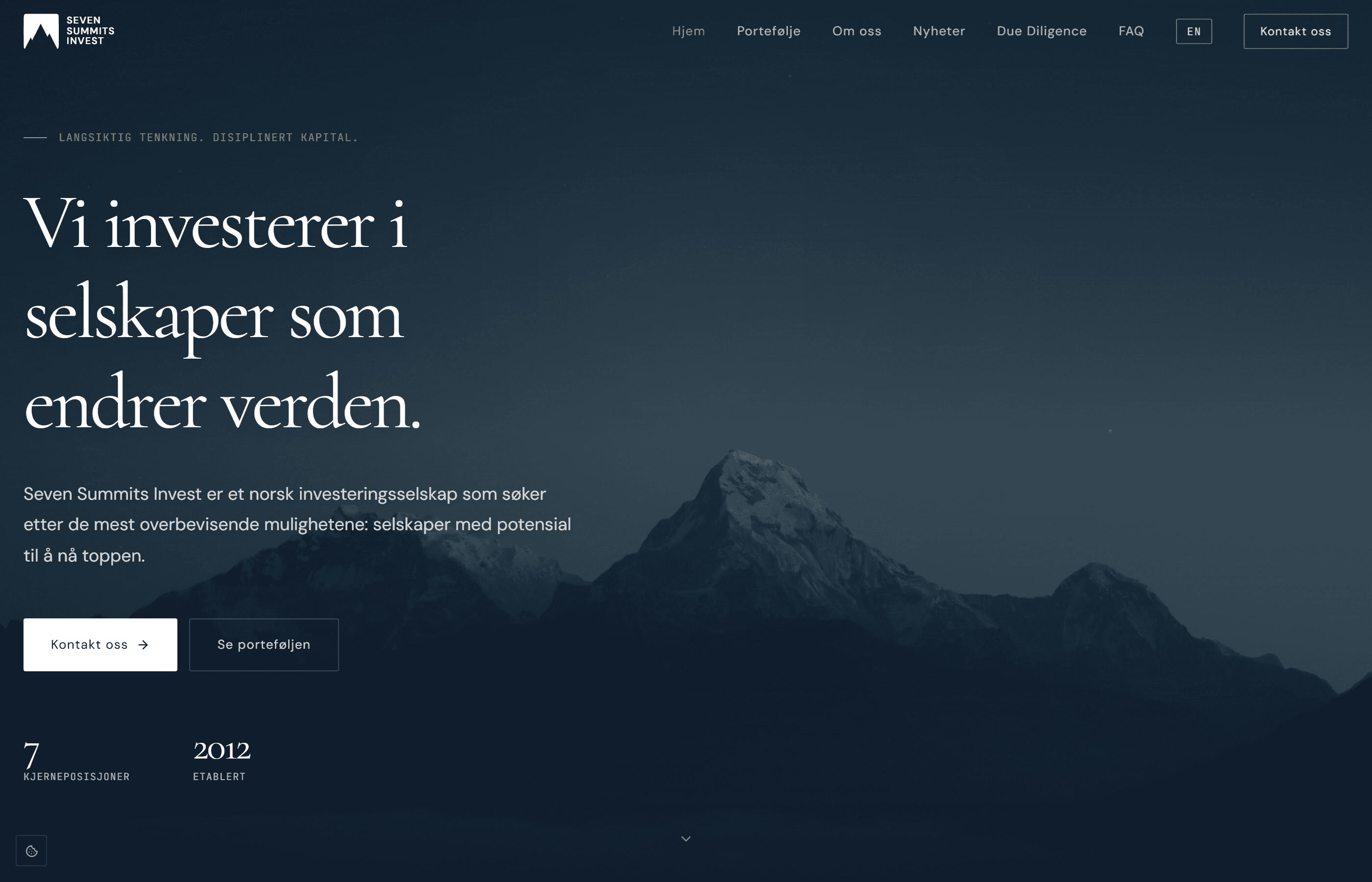 Forhåndsvisning av Seven Summits Invest-nettsiden